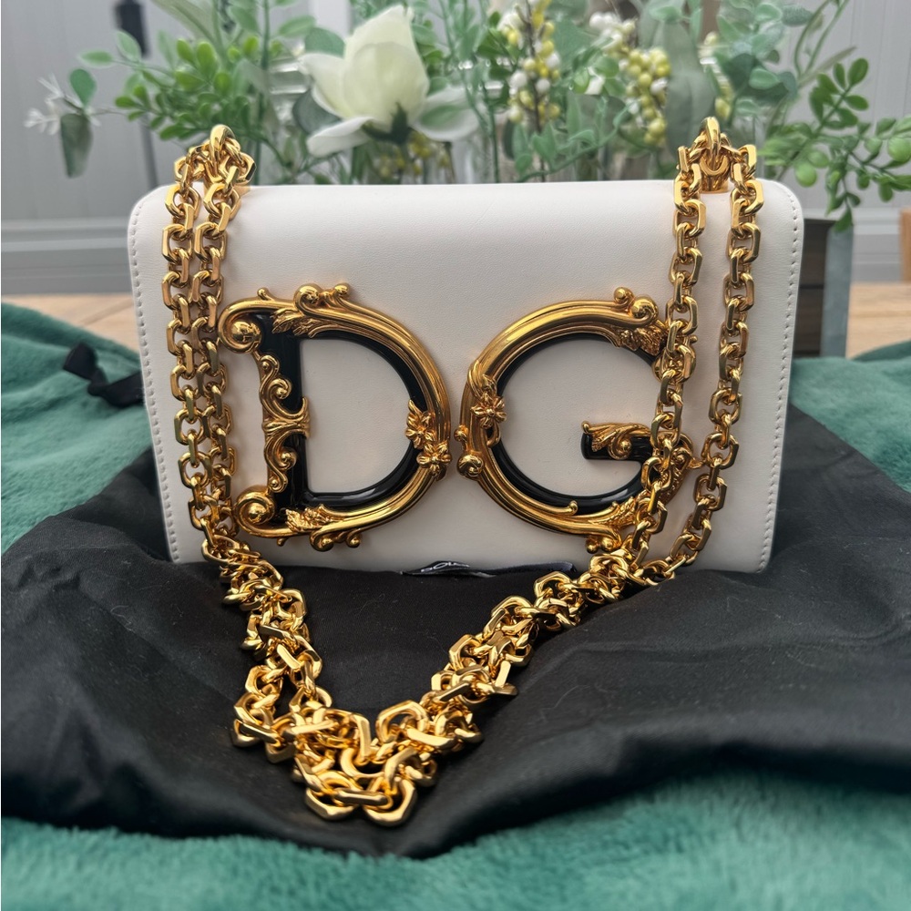 Dolce & Gabbana White Crossbody Bag with Gold Accents